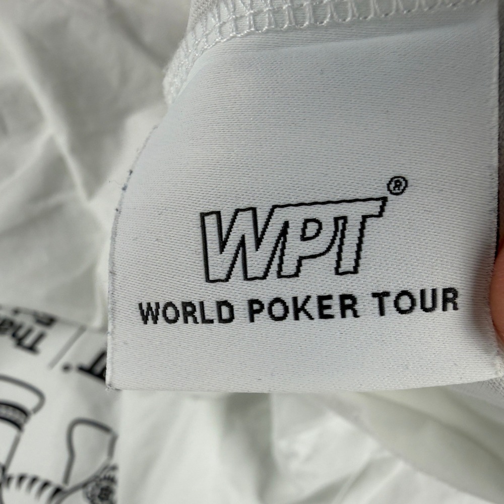 Original WPT World Poker Tour T-Shirt Mens‎ L White Thailand Exhibition Elephant - Picture 8 of 12